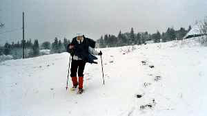 Delphine dans la descente du refuge
